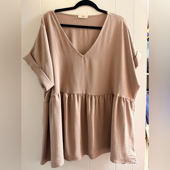 entro Tops - Entro Tan V-Neck Top
